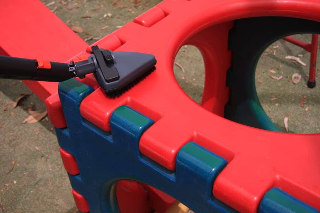 Steam sanitise playground equipment