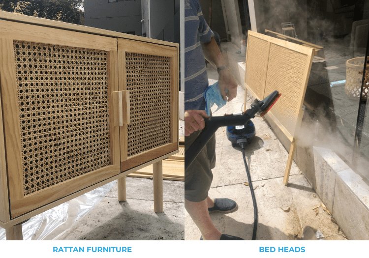 rattan furniture side board and headboard samples