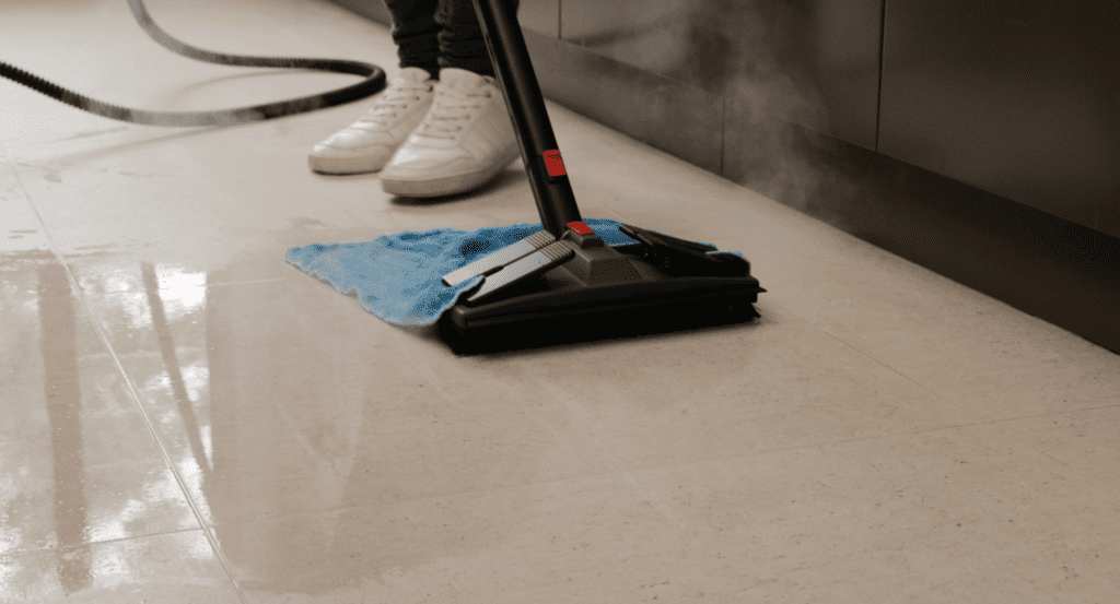 floor brush and sanitise