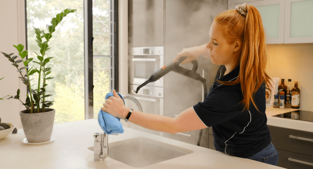 sanitise kitchen tapware and sink