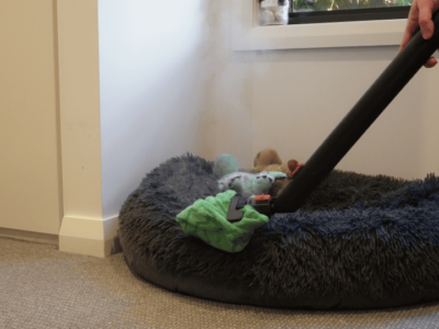 pet bed allergen sanitising with dry steam